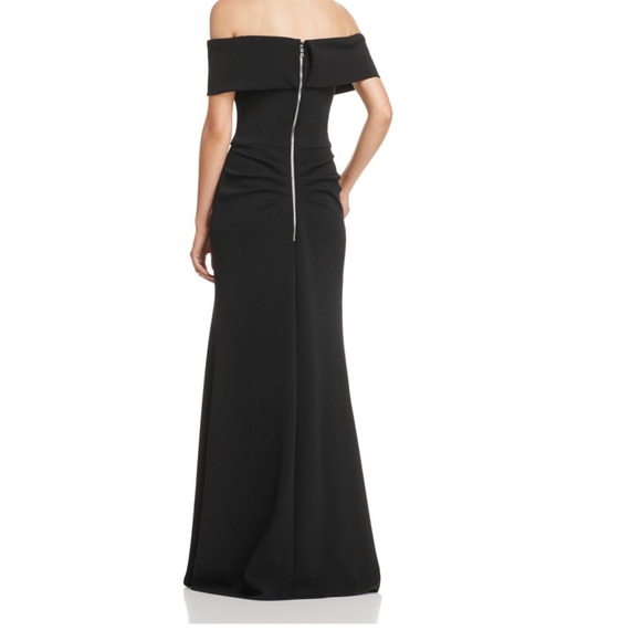 aqua one shoulder scuba gown